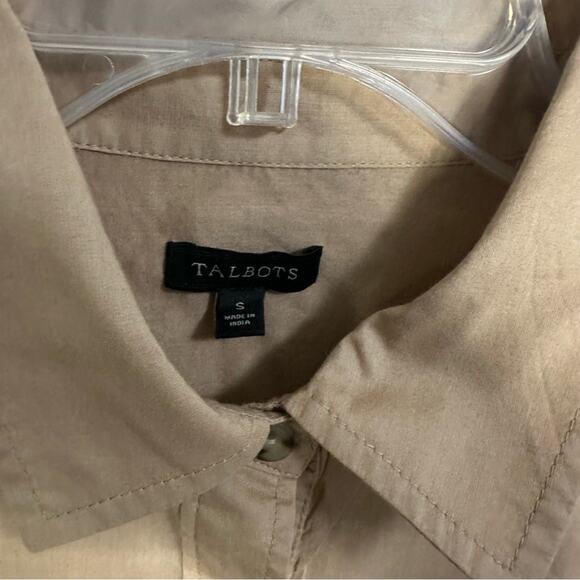 Talbots Popover Long Sleeve Blouse Tan Womens Small Neutral Minimalist Office - Picture 4 of 8